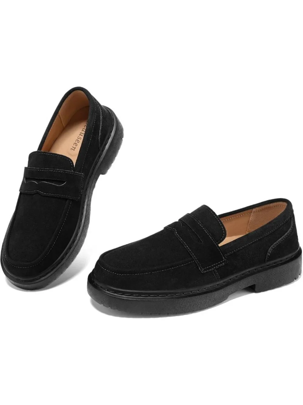 🆕Women's Black Suede Penny Loafers Lightweight Slip On Comfortable Shoes